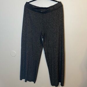 Vila Milano Black & Silver Sweater Pants Wide Leg Elastic Waist Size 1XL NWOT